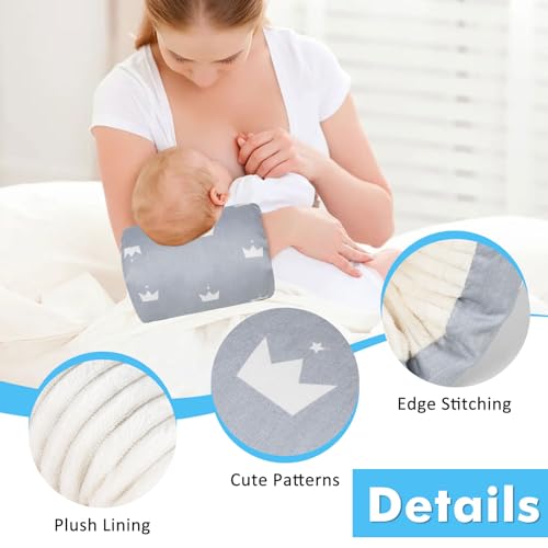 TEUOPIOE Baby Feeding Arm Pillow,Soft Cotton Bottle Nursing Arm Pillows for Newborn,Breastfeeding Pillows for More Support for Mom and Baby,Portable and Washable,Ergonomic Nursing Essentials(Grey Crown) - Image 4