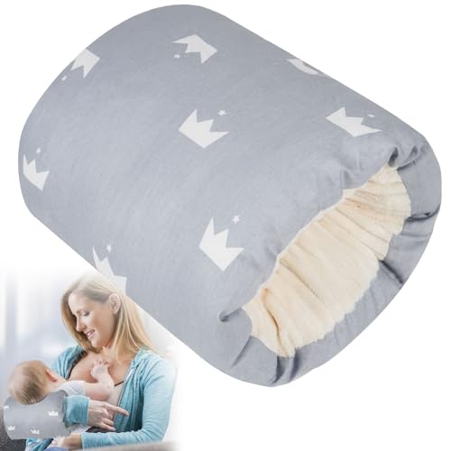 TEUOPIOE Baby Feeding Arm Pillow,Soft Cotton Bottle Nursing Arm Pillows for Newborn,Breastfeeding Pillows for More Support for Mom and Baby,Portable and Washable,Ergonomic Nursing Essentials(Grey Crown) - Image 1