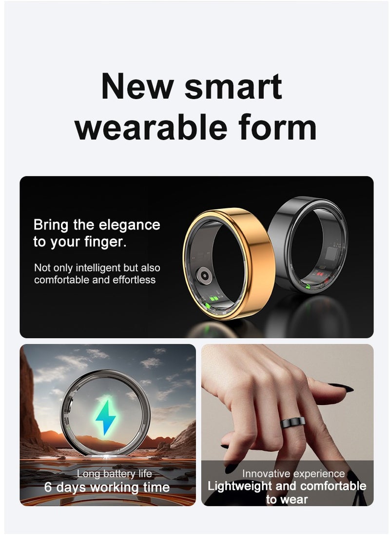 GULFLINK Smart Fitness Ring With Heart Rate, Oxygen, Sleep and Sports Tracking, IP68 Waterproof, Magnetic Charging, Size 11(Black).  - Image 2