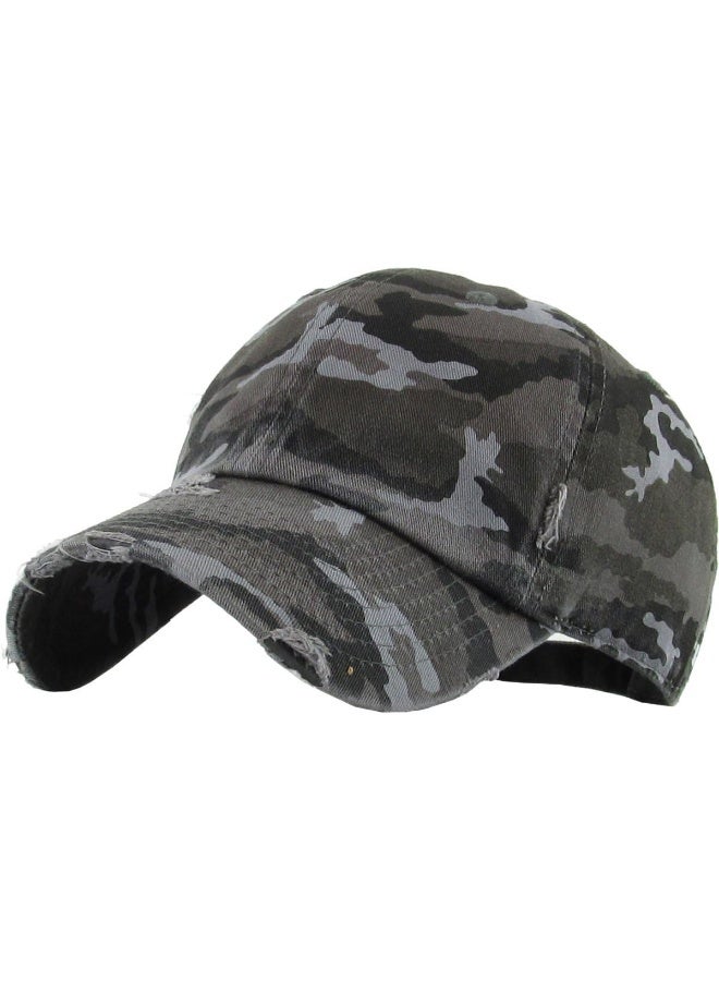 Funky Junque Dad Hat Adjustable Unstructured Polo Style Low Profile Baseball Cap, Distressed Camo (Black), One Size - Image 5