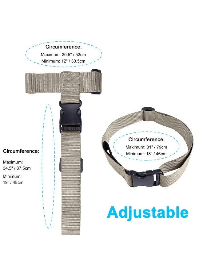 Arabest 2 Pcs Add a Bag Luggage Strap, Heavy Duty Adjustable Suitcase Belt Travel Attachment Travel Accessories for Connecting Your Luggage Together - Khaki (T-Type and Normal) - Image 4
