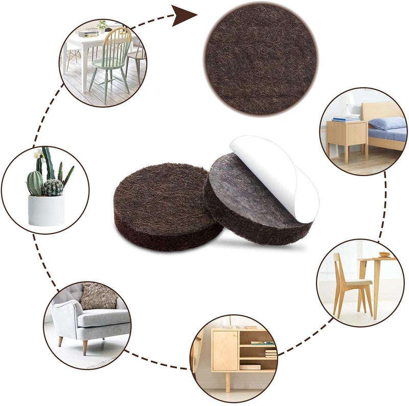 Yelanon Felt Furniture Pads -60 Pcs Premium Felt Pads for Chair Legs Furniture, Floor Protectors for Hardwood Floors, Brown - Image 2