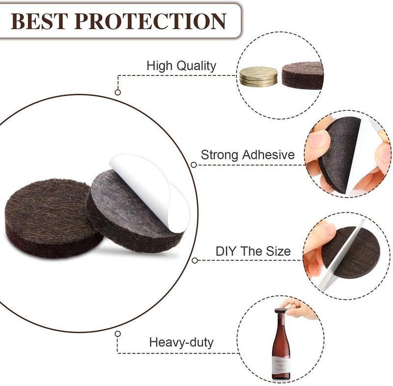 Yelanon Felt Furniture Pads -60 Pcs Premium Felt Pads for Chair Legs Furniture, Floor Protectors for Hardwood Floors, Brown - Image 3