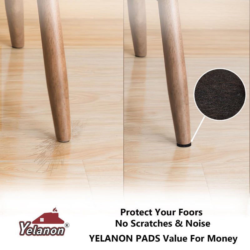 Yelanon Felt Furniture Pads -60 Pcs Premium Felt Pads for Chair Legs Furniture, Floor Protectors for Hardwood Floors, Brown - Image 4