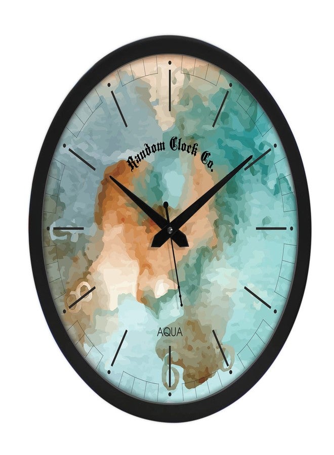 راندم ساعة حائط بلاستيكية عشوائية مع زجاج لتزيين المنزل | ساعة حائط أنيقة وعصرية لغرفة النوم وغرفة المعيشة، لون أزرق مائي متعدد الألوان (12 × 12 بوصة) - Image 1