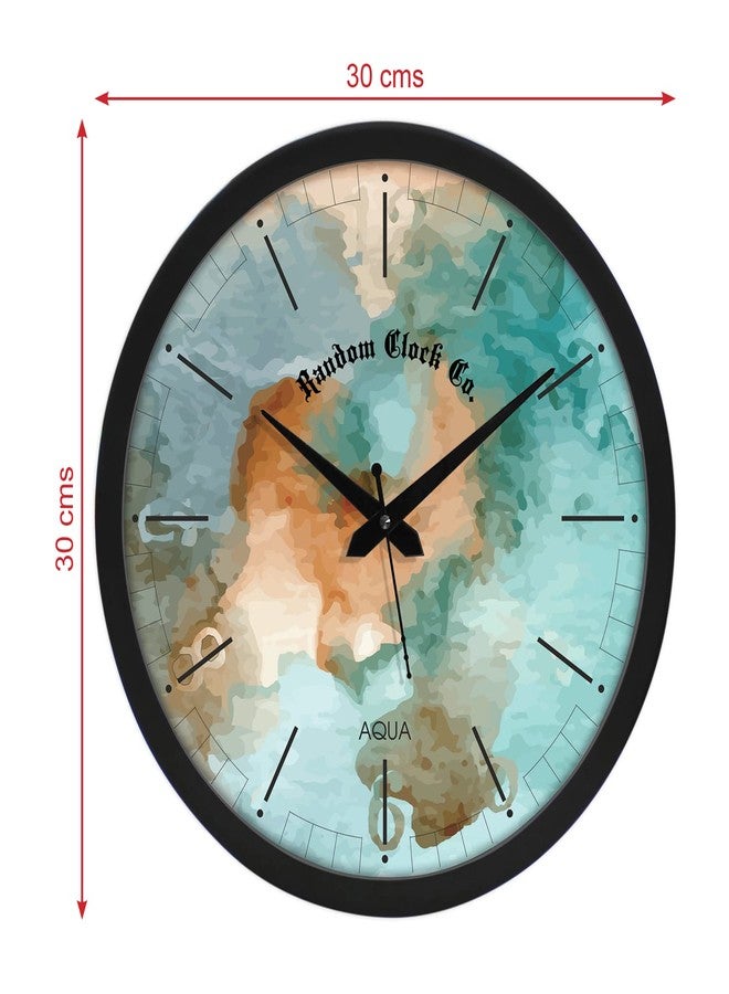 راندم ساعة حائط بلاستيكية عشوائية مع زجاج لتزيين المنزل | ساعة حائط أنيقة وعصرية لغرفة النوم وغرفة المعيشة، لون أزرق مائي متعدد الألوان (12 × 12 بوصة) - Image 4