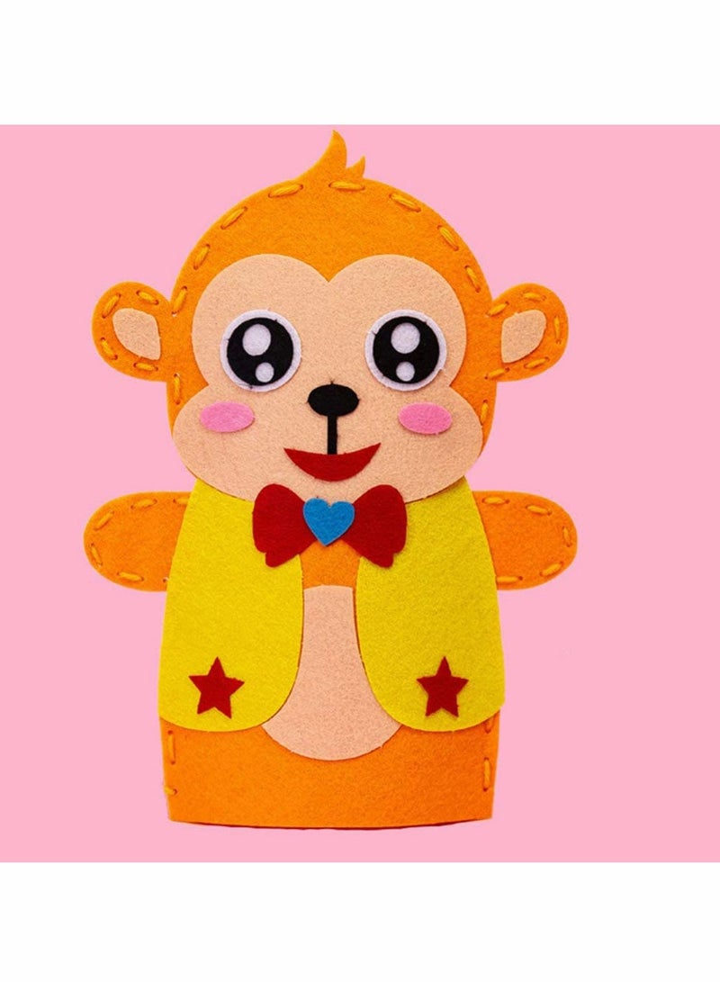 DIY Finger Puppets Dolls, 8 Pcs Hand Puppet Making Kit Felt Sock Puppet Making Set Animal Hand Puppet Craft Creative Play Party Supplies for Kids (Mixed) - Image 2