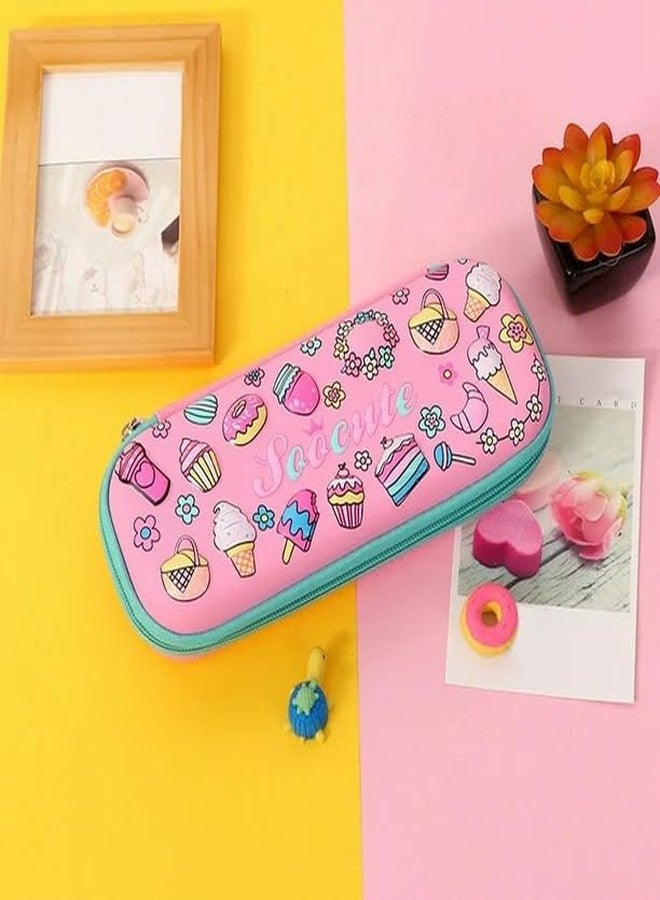 AirSky Geometry Small EVA Pencil Case - Panda Theme Pink | School Pencil Cases for Boys and Girls | Birthday Gifts for Boys and Girls | Hardtop Pencil Cases for Boys and Girl Pack of 1 (ICE-Cream) - Image 4