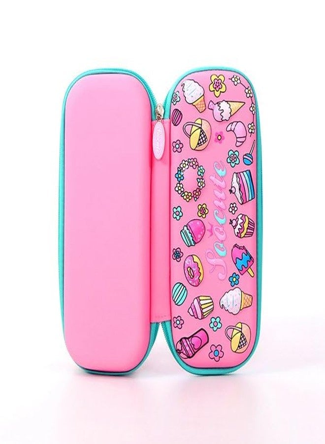 AirSky Geometry Small EVA Pencil Case - Panda Theme Pink | School Pencil Cases for Boys and Girls | Birthday Gifts for Boys and Girls | Hardtop Pencil Cases for Boys and Girl Pack of 1 (ICE-Cream) - Image 3