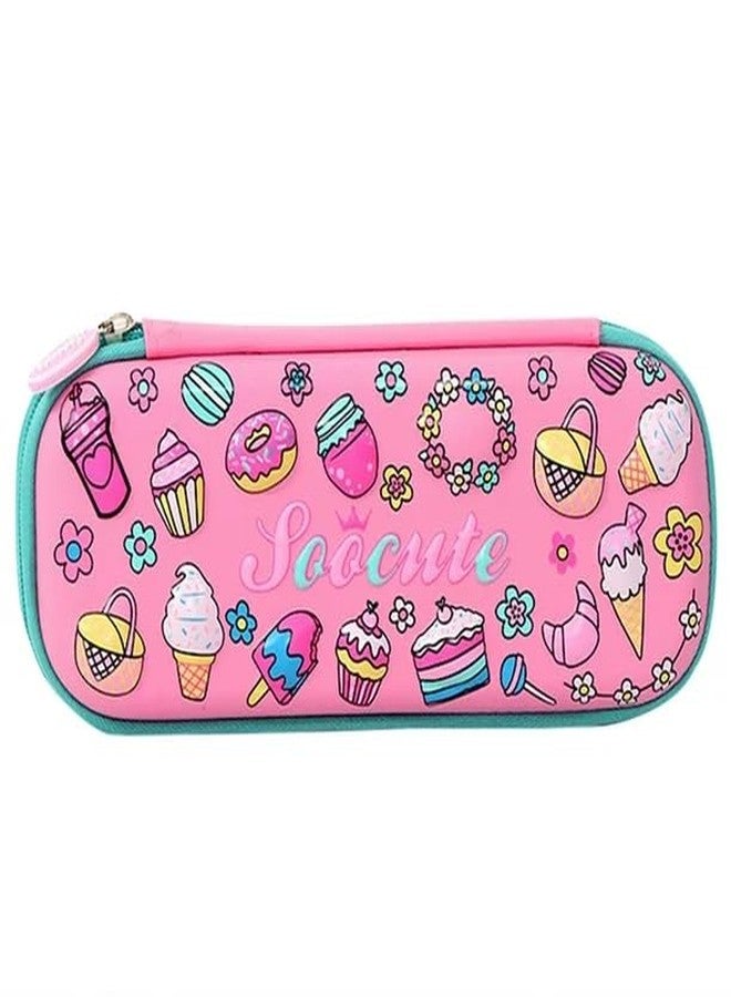 AirSky Geometry Small EVA Pencil Case - Panda Theme Pink | School Pencil Cases for Boys and Girls | Birthday Gifts for Boys and Girls | Hardtop Pencil Cases for Boys and Girl Pack of 1 (ICE-Cream) - Image 1