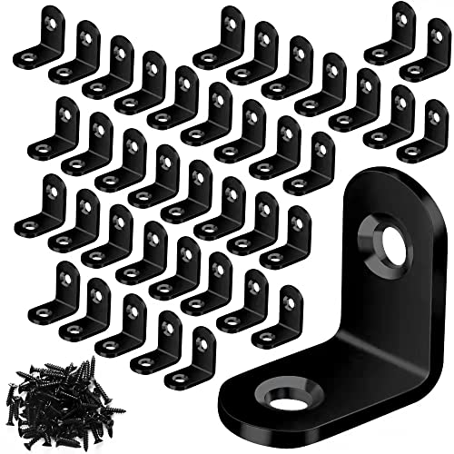 Vicuna R 40PCS L Brace, Black Small L Brackets for Wood, Stainless Steel Corner Brace, Metal Right Angle Bracket for Furniture - 80PCS Screws (0.79 x 0.79 inch) - Image 1