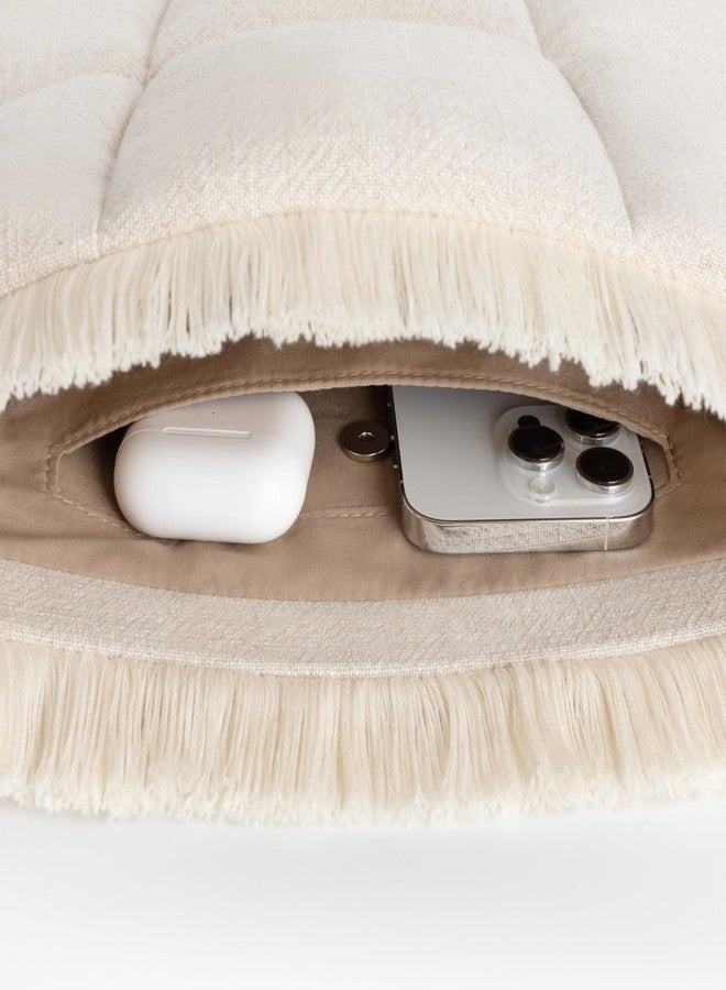 Comfyable Puffy Laptop Sleeve 16 15 14 13 Inch for Women, Compatible with MacBook Air & MacBook Pro M4 M3 2024, Quilted Linen Soft Puffer Case with Fringe for Computer, Natural Linen - Image 3