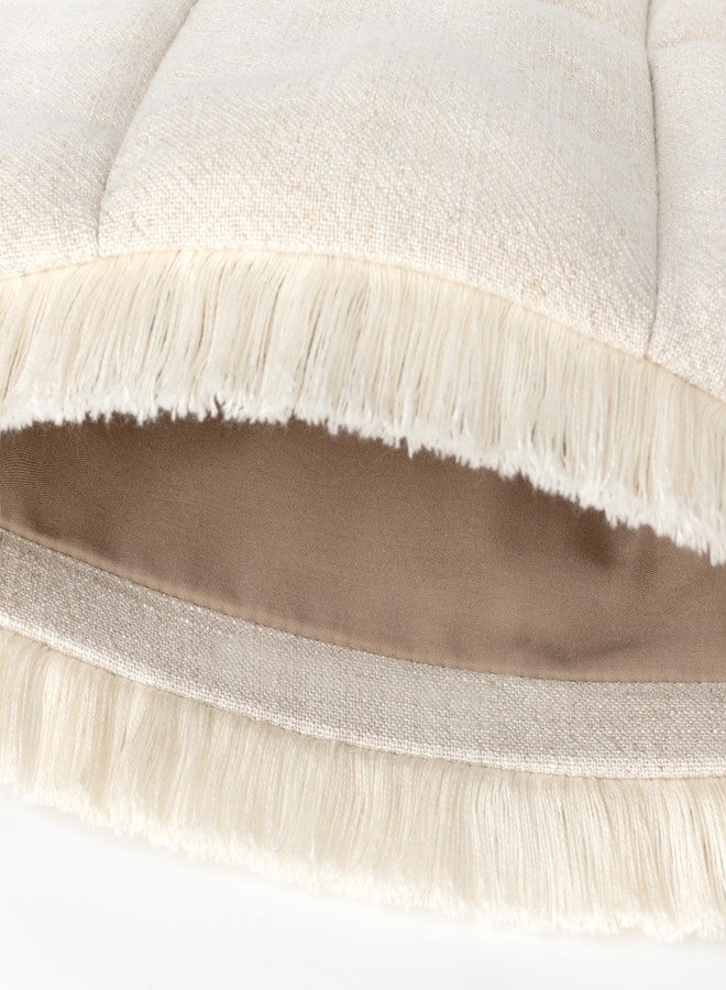 Comfyable Puffy Laptop Sleeve 16 15 14 13 Inch for Women, Compatible with MacBook Air & MacBook Pro M4 M3 2024, Quilted Linen Soft Puffer Case with Fringe for Computer, Natural Linen - Image 5