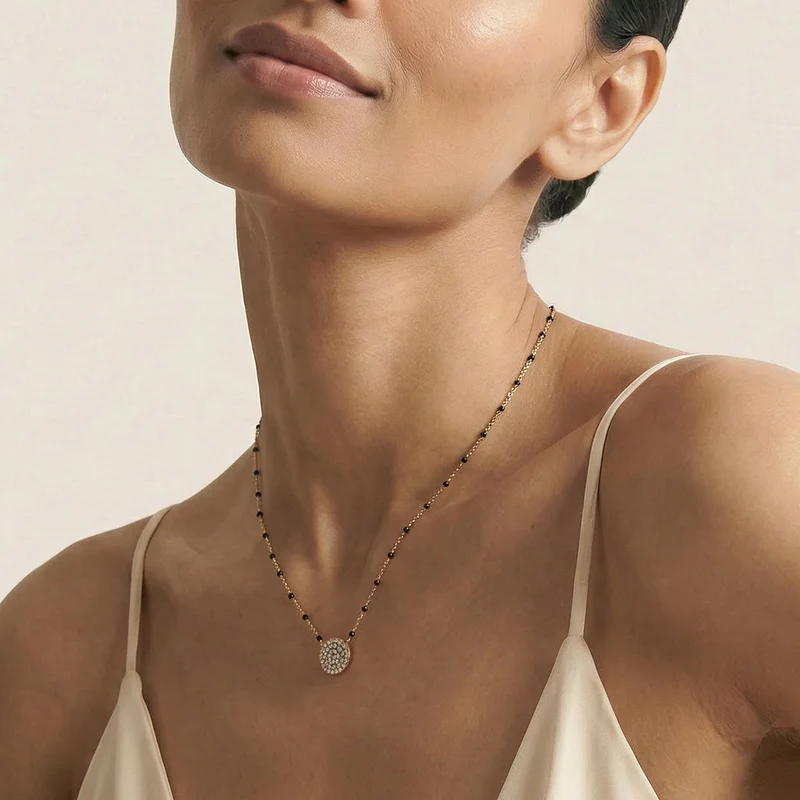Palmonas  PALMONAS Crystal Disc Glow Demifine Mangalsutra Chain Necklace for Women | 18K Gold Plated, Waterproof & Anti-Tarnish for Women | Best Price UAE