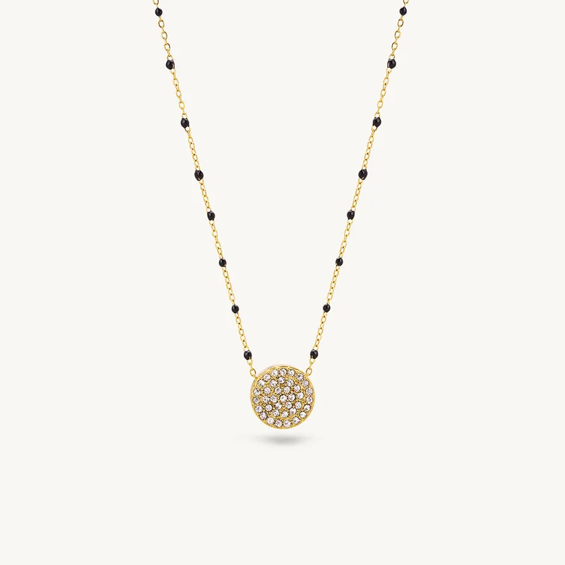Palmonas 18K Gold Tone Plated Crystal Disc Glow Demifine Mangalsutra For Women - Waterproof & Anti-Tarnish