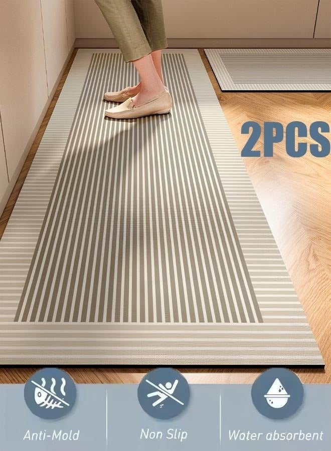 2 PCS Kitchen Mat Kitchen Rug Floor Mat  Diatom Mud Kitchen Rug Mat  Non-Slip Quick Dryingkitchen Mat  Kitchen Fatigue 2 Piece Mat For Kitchen, Bath, Office, Laundry 40*60cm+40*120cm  - Image 1