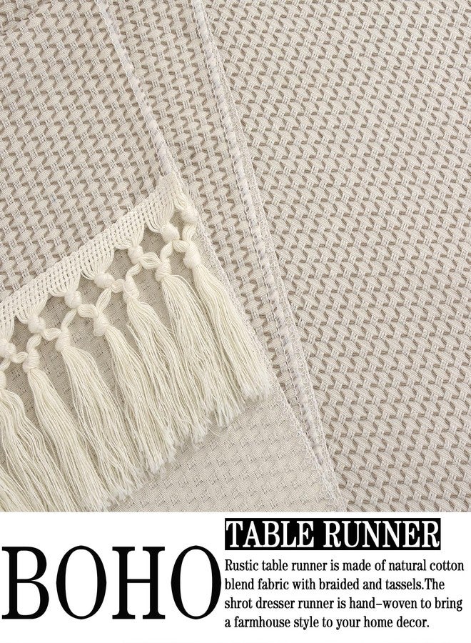 tiosggd Boho Table Runner 72 inches Long, Spring Summer Farmhouse Dresser Runners for Bedroom, Dining Table, Long Coffee Table Runner, Brown Braided Woven Rustic Table Decor - Image 5