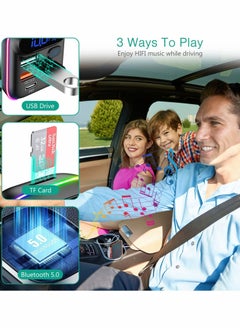 Y&D Bluetooth V5.0 FM Transmitter for Car QC3.0 Fast Charging RGB Rainbow Flow LED Backlit  - Image 5