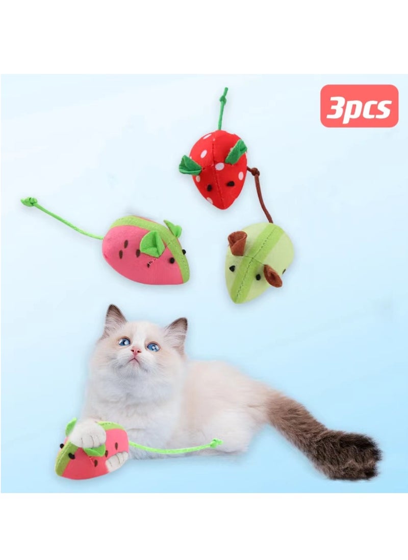 Generic - Catnip Cat Mice Toys Interactive Mouse Cat Toy for Indoor Adult Cats Kitten Kitty Baby Cat Chew Exercise Toy Fruit-Shaped Mice Cat Toy Set - 3PCS - Image 1
