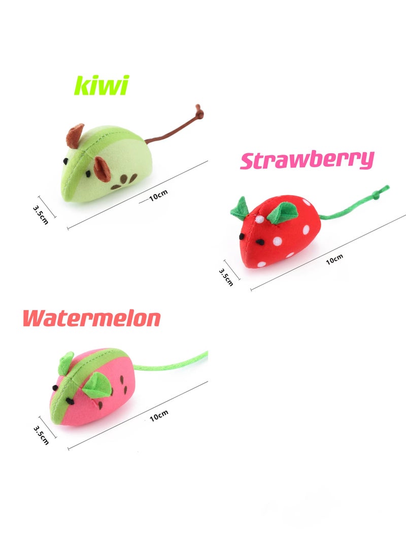 Generic - Catnip Cat Mice Toys Interactive Mouse Cat Toy for Indoor Adult Cats Kitten Kitty Baby Cat Chew Exercise Toy Fruit-Shaped Mice Cat Toy Set - 3PCS - Image 1