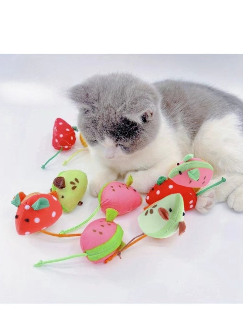 Generic - Catnip Cat Mice Toys Interactive Mouse Cat Toy for Indoor Adult Cats Kitten Kitty Baby Cat Chew Exercise Toy Fruit-Shaped Mice Cat Toy Set - 3PCS - Image 1