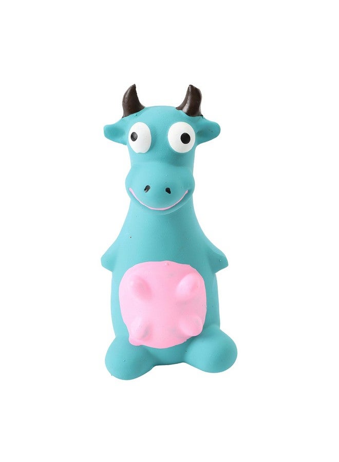 لعبة صرير للكلاب مصنوعة من مطاط اللاتكس الطبيعي (الثور الأزرق) | للكلاب الصغيرة والمتوسطة والجراء | متينة، بتصميم حيواني، لعبة آمنة للمضغ والإحضار | تقلل من قلق الانفصال - Image 1