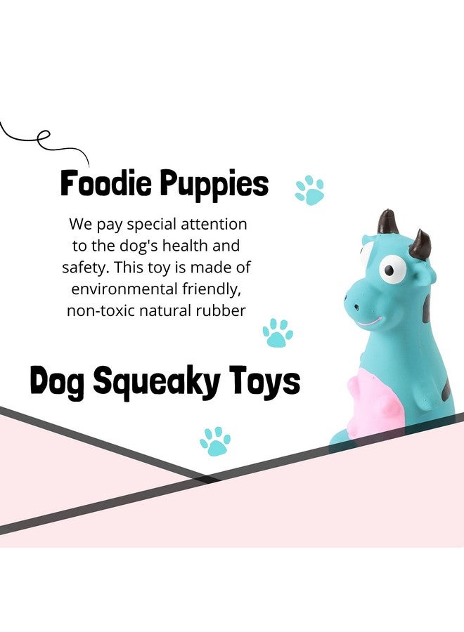 لعبة صرير للكلاب مصنوعة من مطاط اللاتكس الطبيعي (الثور الأزرق) | للكلاب الصغيرة والمتوسطة والجراء | متينة، بتصميم حيواني، لعبة آمنة للمضغ والإحضار | تقلل من قلق الانفصال - Image 3
