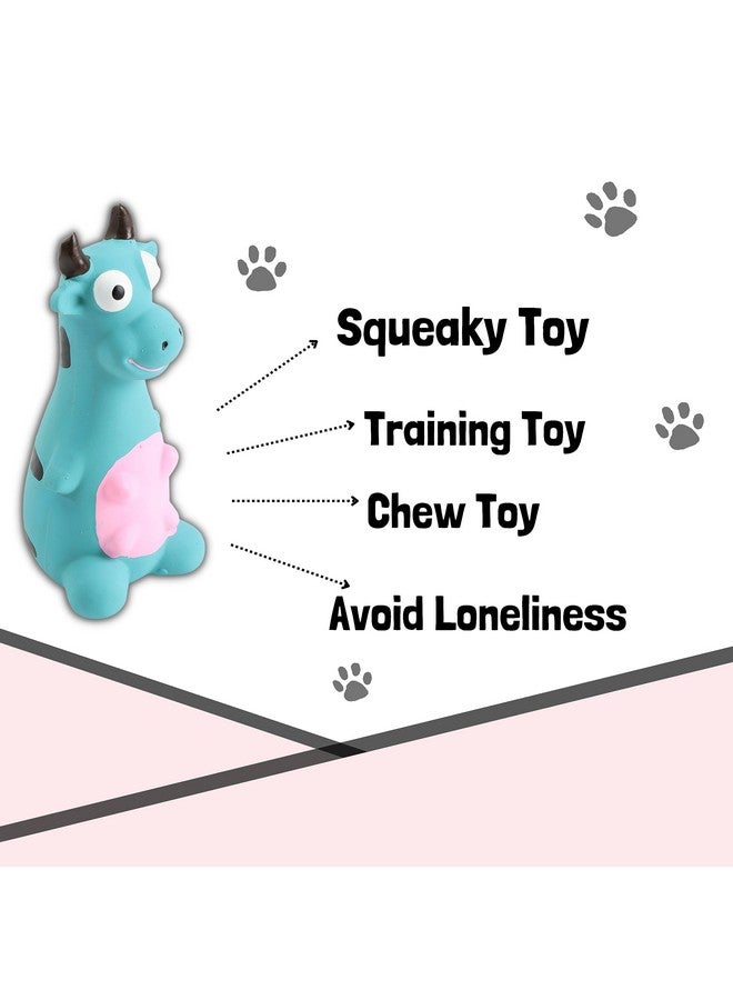 لعبة صرير للكلاب مصنوعة من مطاط اللاتكس الطبيعي (الثور الأزرق) | للكلاب الصغيرة والمتوسطة والجراء | متينة، بتصميم حيواني، لعبة آمنة للمضغ والإحضار | تقلل من قلق الانفصال - Image 4