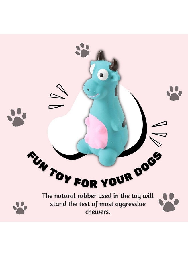 لعبة صرير للكلاب مصنوعة من مطاط اللاتكس الطبيعي (الثور الأزرق) | للكلاب الصغيرة والمتوسطة والجراء | متينة، بتصميم حيواني، لعبة آمنة للمضغ والإحضار | تقلل من قلق الانفصال - Image 5
