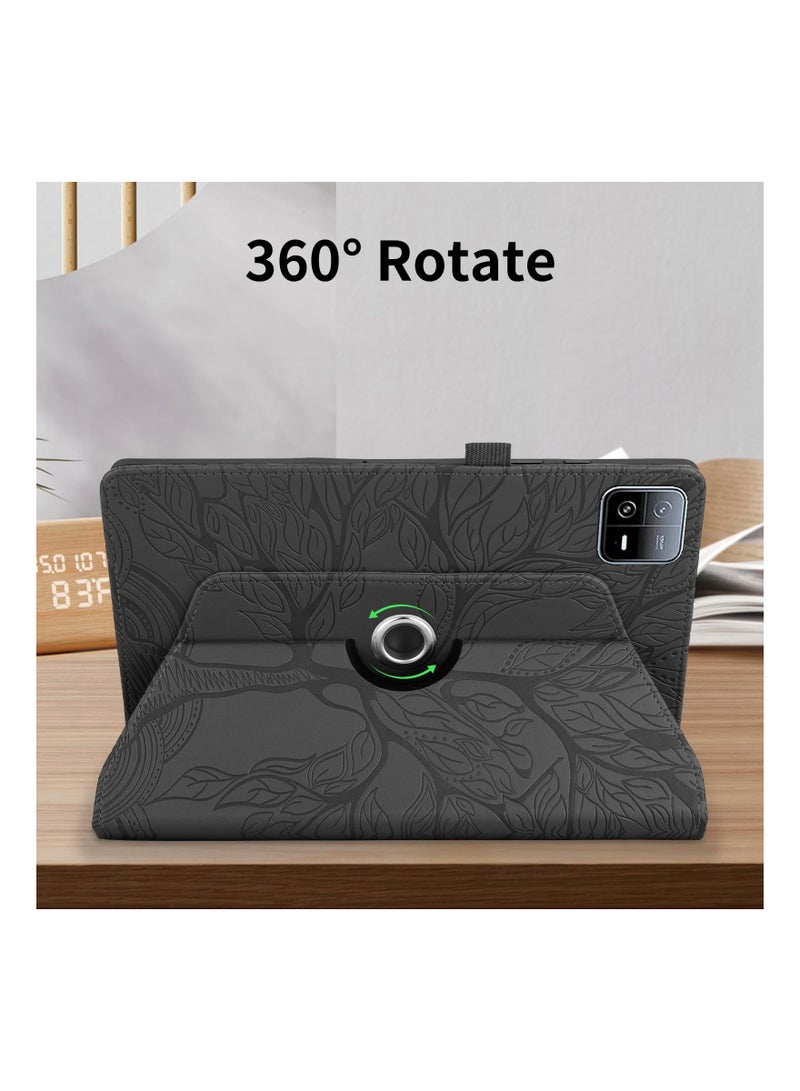 SYOSI Tree Grain Leather Rotating Case for Xiaomi Pad 6/Xiaomi Pad 6 Pro 11 Inch 2023 PU Leather Tablet Case 360 Degree Rotating Stand Protective Cover for Xiaomi Pad 6 (Black) - Image 3
