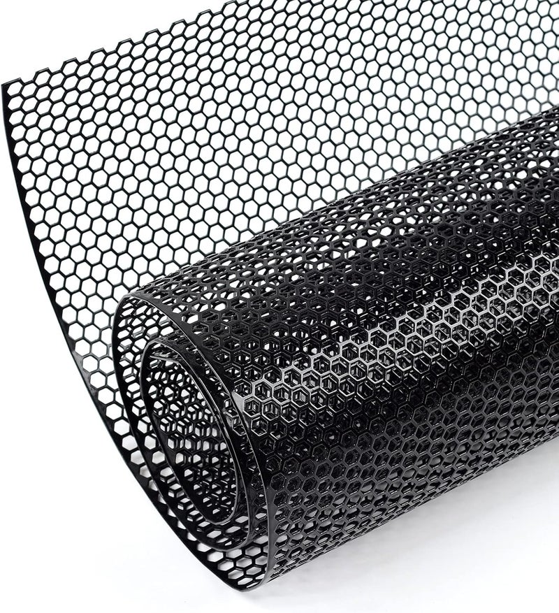 AggAuto Universal 40"x13" Car Grill Mesh - Aluminum Alloy Automotive Grille Insert Bumper Honeycomb Hole 6mm Spacing 1mm, One of the Most Multifunctional Shape Grids 100x33cm Black - Image 1