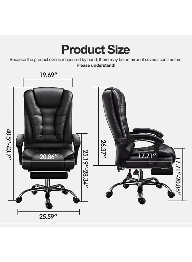 CityRiya-Long Desk Office Chair Computer Chair Big High Back Chair PU Leather Office Chair Gaming Chair Executive Office Chair Swivel Chair with Leg Rest and Lumbar Support Black Office Chair - Image 2