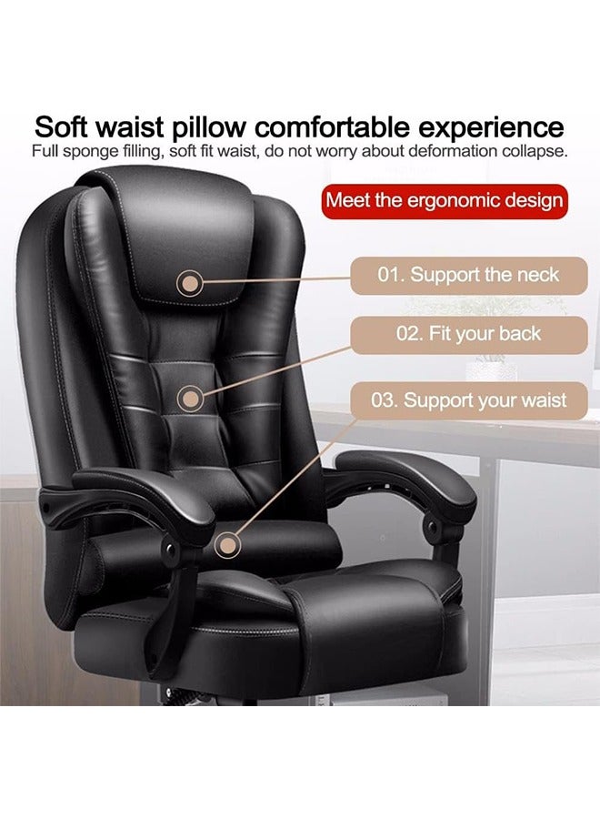 CityRiya-Long Desk Office Chair Computer Chair Big High Back Chair PU Leather Office Chair Gaming Chair Executive Office Chair Swivel Chair with Leg Rest and Lumbar Support Black Office Chair - Image 5