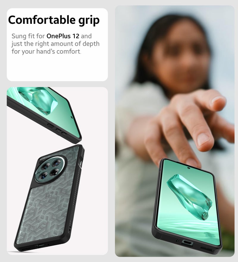 KAPAVER Impulse Back Cover Case Compatible with OnePlus 12 5G (PC+TPU) (Stripe Cube), Grey - Image 3