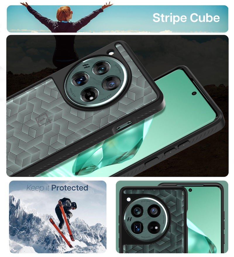 KAPAVER Impulse Back Cover Case Compatible with OnePlus 12 5G (PC+TPU) (Stripe Cube), Grey - Image 5
