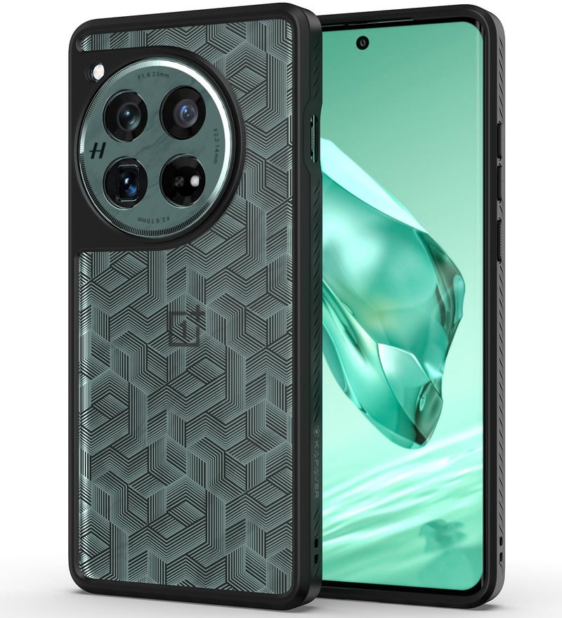 KAPAVER Impulse Back Cover Case Compatible with OnePlus 12 5G (PC+TPU) (Stripe Cube), Grey - Image 1