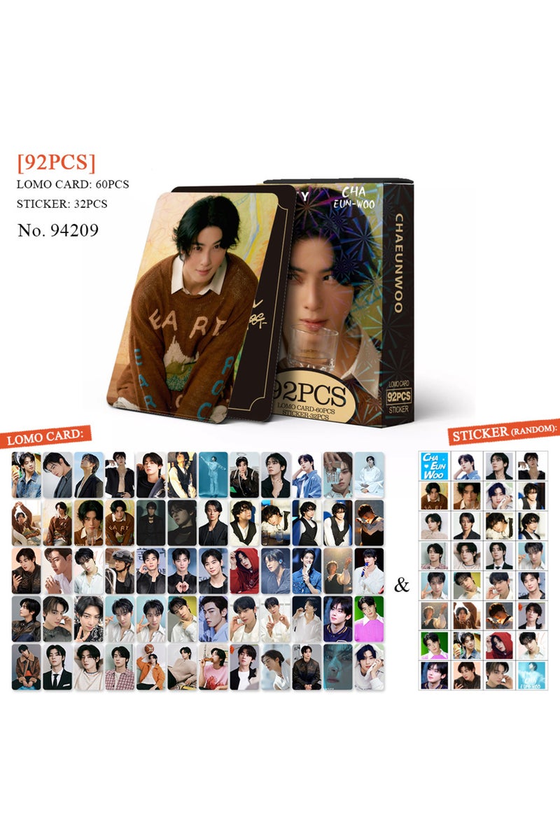94209-تشا إيون وو، 92 قطعة، بطاقات صور وملصقات للمغني الكوري تشا إيون وو من فرقة أسترو، لمحبي الآيدولز الكوريين