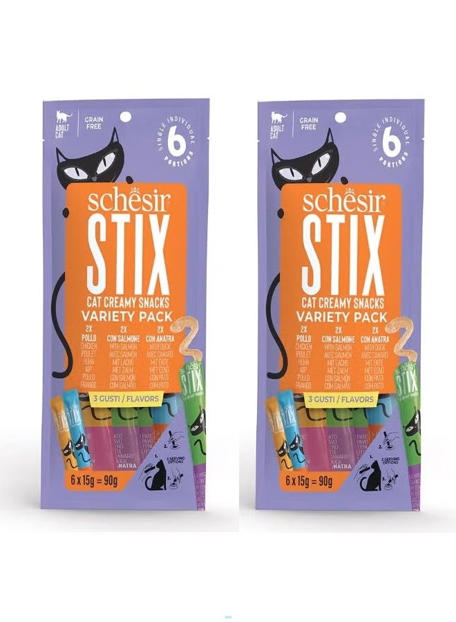 شيسر مجموعة متنوعة من وجبات خفيفة كريمية للقطط من شيسير ستيكس - Image 1