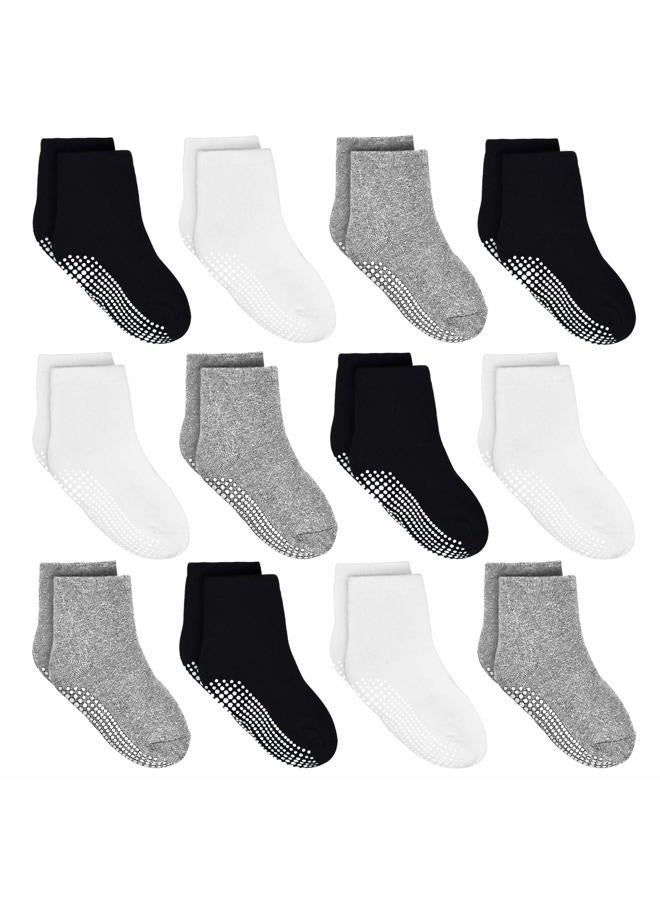 Tphon Kids Non Slip Toddler Boy Grip Socks 12 Pairs Anti Skid Sticky Socks for 7-10 Years Infants Baby Children - Image 1