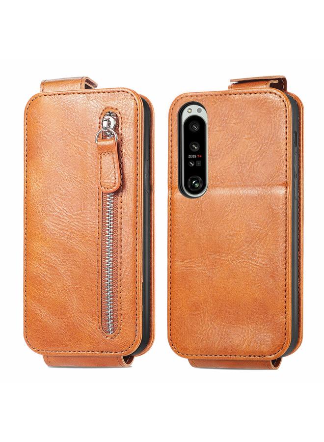 Green Tiger For Sony Xperia 1 IV Zipper Wallet Vertical Flip Leather Phone Case(Brown)