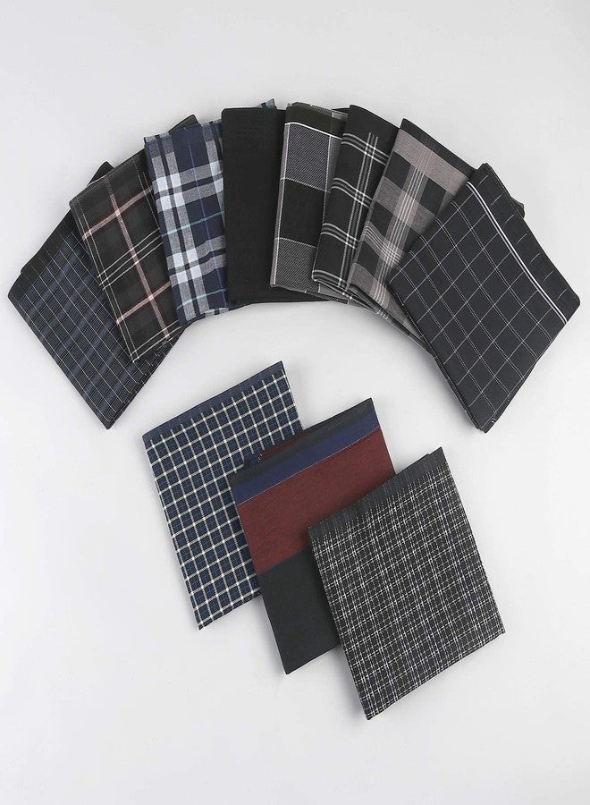 HOULIFE Men’s Handkerchiefs, Black Cotton Handkerchiefs for Men, 17x17 11 Pcs - Image 3