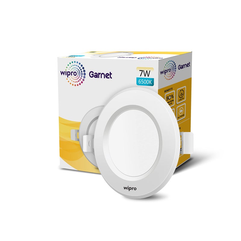 wipro Alpha 7W Round Downlight Junction Box | Cool Day White (6500K) | Glare-Free Design |Recessed Down Light for False Ceiling | Cutout ~ 3 Inch | Pack of 1 - Image 5
