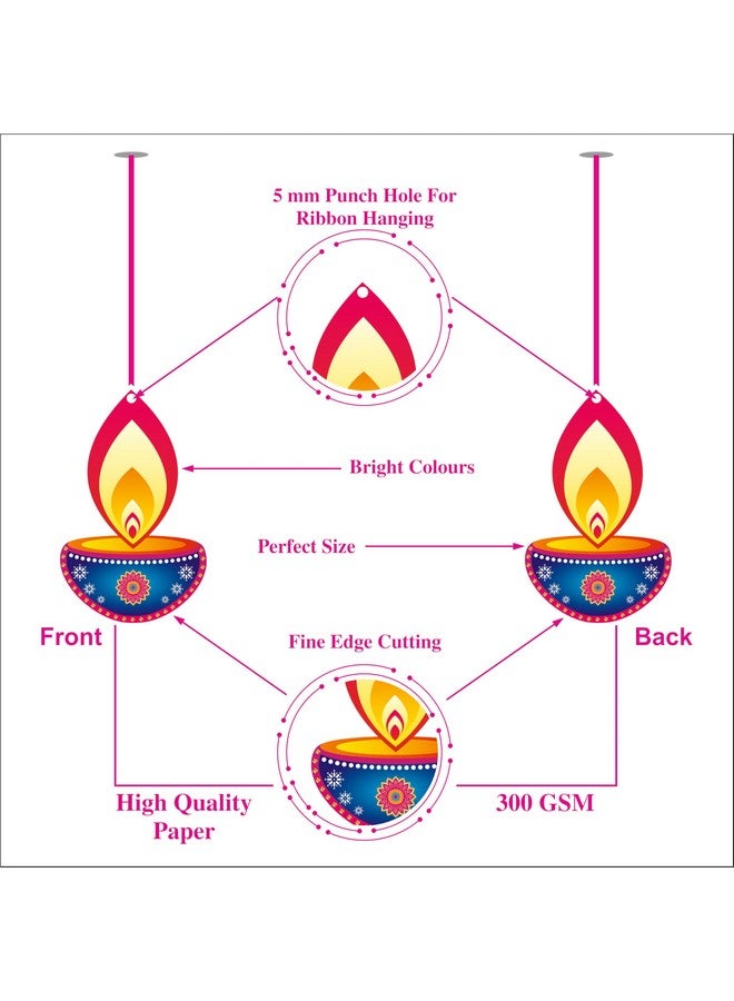 Party Baazaar Diwali Dangler Decoration | Happy Diwali Decoration Items | Happy Diwali Hangings | Paper Hanging Deepak for Diwali Decoration | Diwali Decoration Items for Home (Pack of 10 Pcs) - Image 3