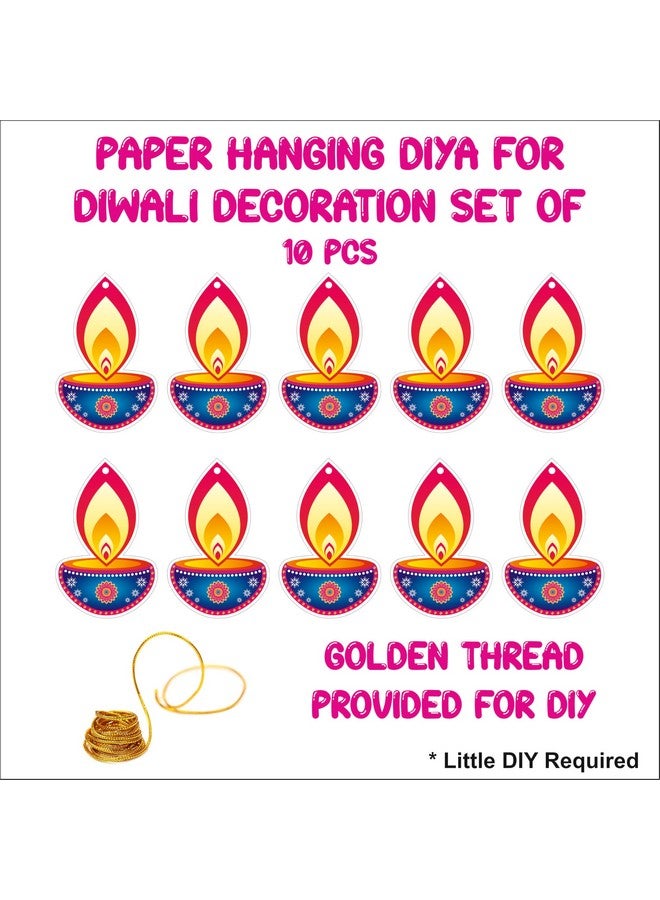 Party Baazaar Diwali Dangler Decoration | Happy Diwali Decoration Items | Happy Diwali Hangings | Paper Hanging Deepak for Diwali Decoration | Diwali Decoration Items for Home (Pack of 10 Pcs) - Image 5