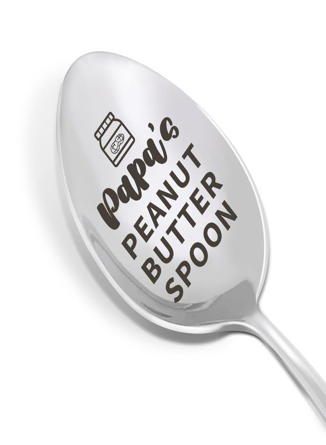 HSNBT Papa's Peanut Butter Spoon Gift, Father's Day Gifts for Grandpa Papa Grandad Grandfather Birthday Christmas Gift from Grandkids, Best Grandpa Ever Gifts Stainless Steel Spoon - Image 1