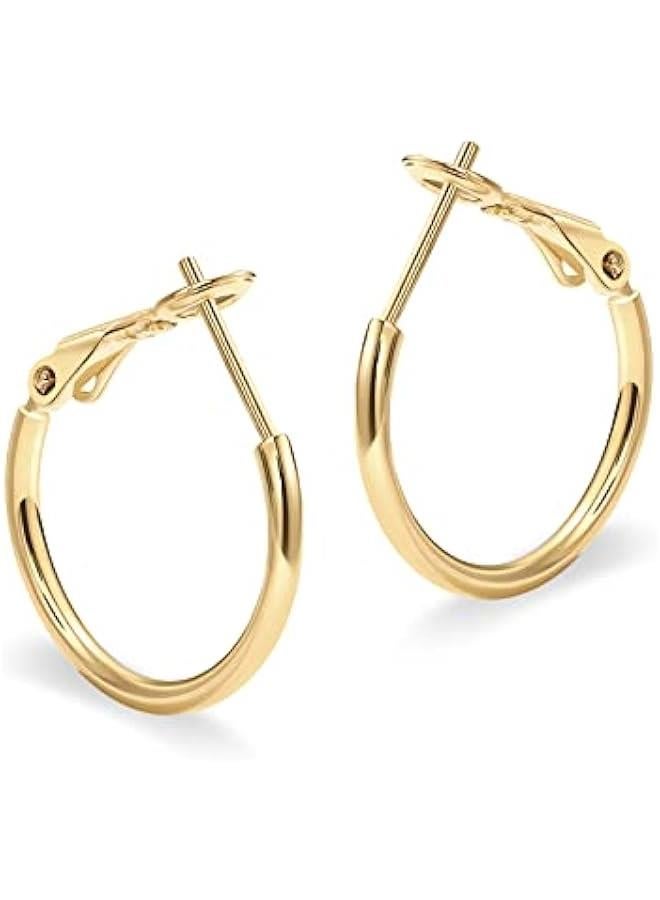PAVOI 14K Gold Plated Sterling Silver Post Hoops | Large Hoops Earring | Lightwight Gold Hoop Earrings for Women  - Image 3