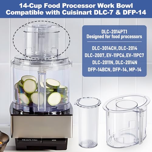 IHOUMEX 14-cup Large Pusher DLC-2014PT1 and Small Pusher DLC-2014SPT1-1, Compatible 4 Locking Tabs DLC-005AGTXT1 Bowl and DFP-14NWBCT1X Cover, Food Processor Parts Replacement Fits DFP-14 DLC-2014 - Image 3