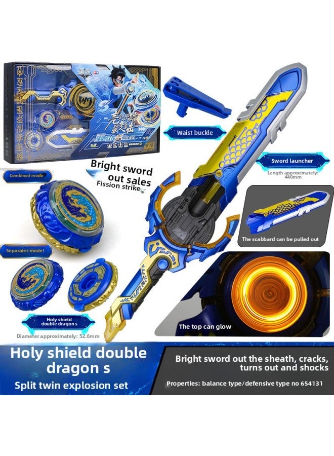 Loquat Hurricane Spirit Of War 6 Sword Spinning Top Third-order Sword Toy Children's Blast Flame Battle Bear Sword-shaped Holy Shield Ssangyong S Boy-Color:Third Level Glow (flame Battle Bear S) Can Be Pul - Image 3