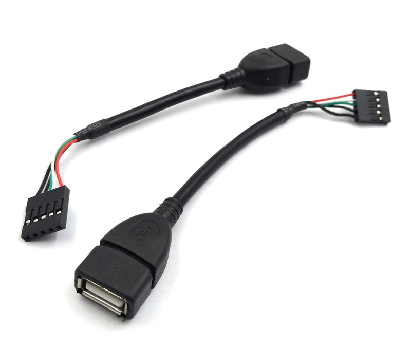 Duttek 5 Pin USB Header to Dupont Cable, USB 2.0 Type A Female to Dupont 5 Pin Female Header Motherboard Cable Cord (AF/5Pin 0.1M)(2-Pack) - Image 1