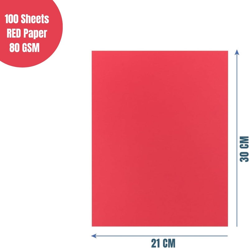 AL FAKHAMA Red Color Multipurpose Paper – A4 Size, 100 Sheets, 80 GSM - Image 2